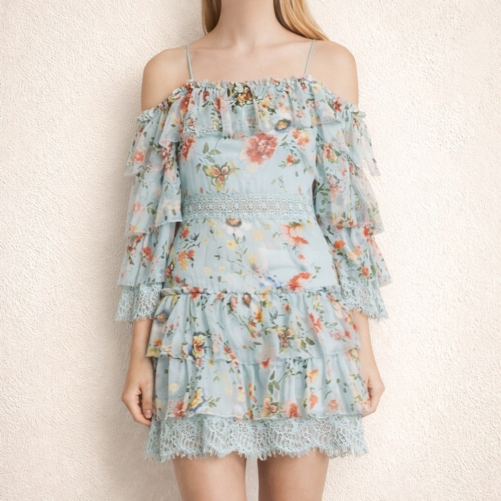 ALICE + OLIVIA SANTOS COLD SHOULDER DRESS